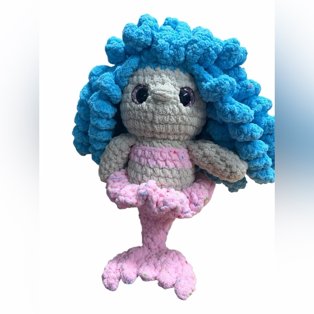 Crochet Mermaid Doll with Blue Hair